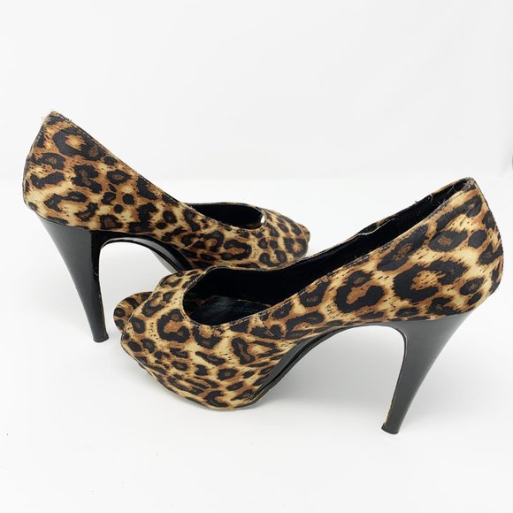 Leopard Print Platform Open Toe sz 9 - Picture 2 of 10